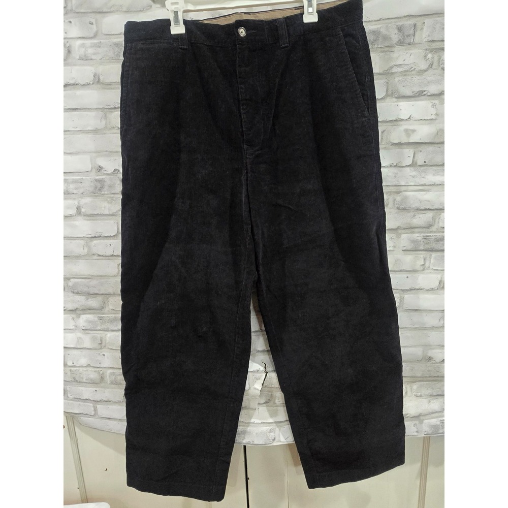 L.L.Bean Corduroy Pants Men 40x32 Black‎ Comfort Waist Stretch Classic Fit